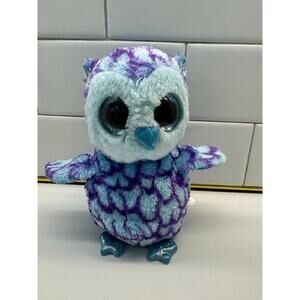 TY Beanie Boo Oscar the OWL Plush Blue & Purple 6"